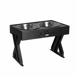 Adjustable Elevated Pet Feeder with Double Bowls for Food and Water