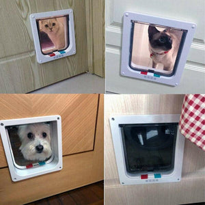 High-quality 4-way lockable cat door with brushy flap