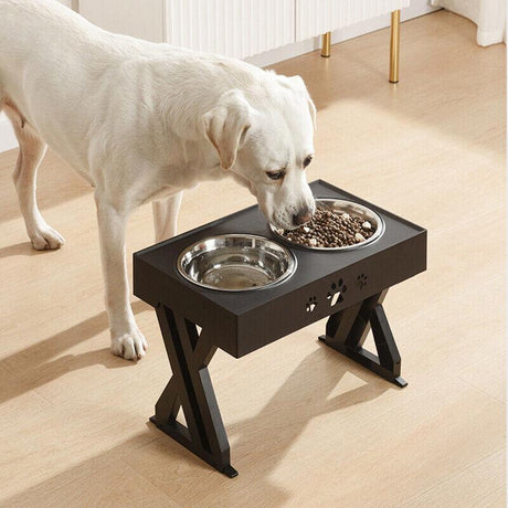 Adjustable Elevated Pet Feeder with Double Bowls for Food and Water