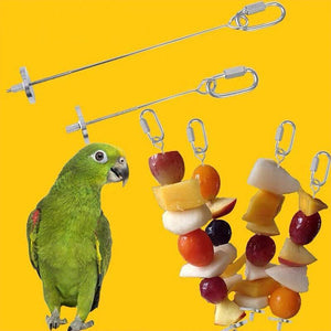 Stainless Steel Bird Parrot Cage Food Skewer Holder 14.5/23cm