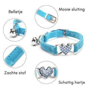 Designer Pet Collars For Dogs and Cats With Heart Crystal  6 Colours