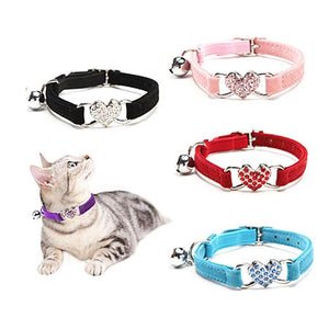 Designer Pet Collars For Dogs and Cats With Heart Crystal  6 Colours