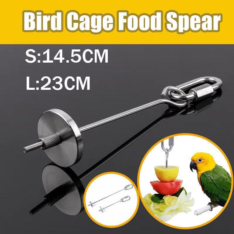 Stainless Steel Bird Parrot Cage Food Skewer Holder 14.5/23cm