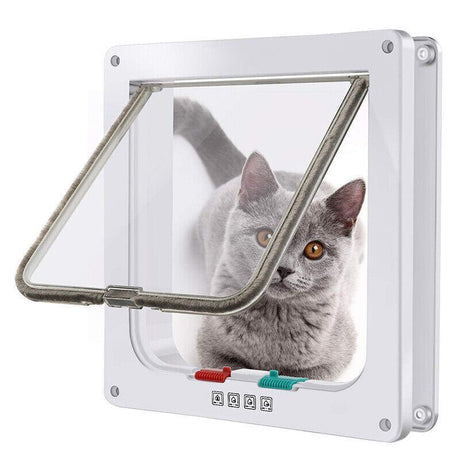 High-quality 4-way lockable cat door with brushy flap