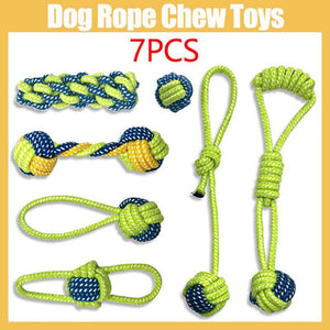 Durable and Fun 7-Piece Dog Rope Toy Set for Active Play