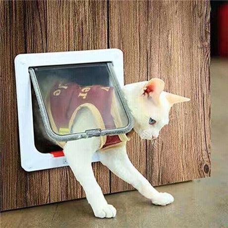 High-quality 4-way lockable cat door with brushy flap