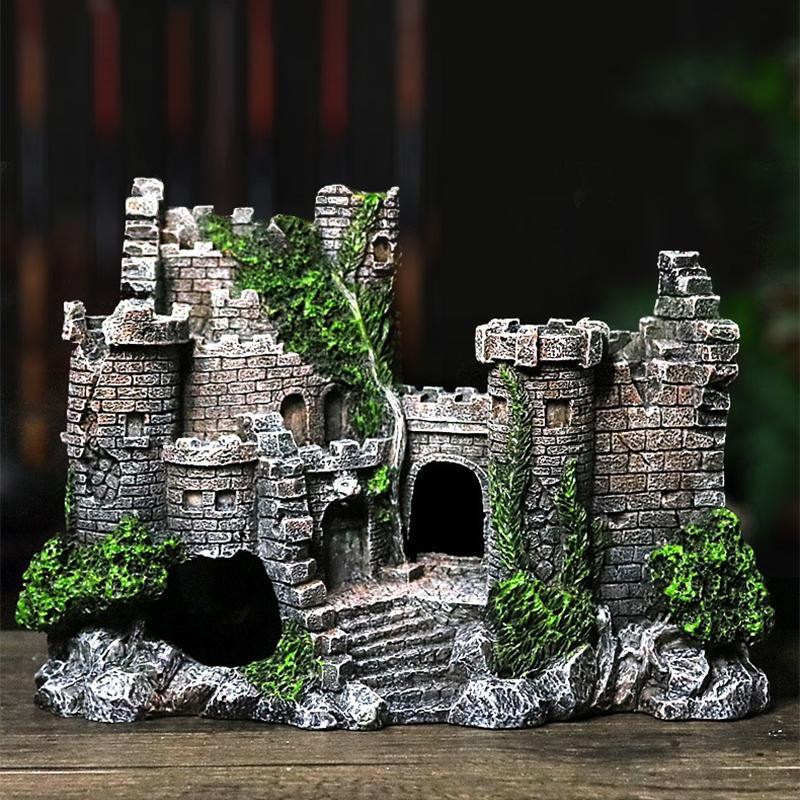 Aquarium Rocks Ancient Castle Tower Aquarium Ornament 17*6*13cm