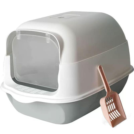 Spacious and Durable Large Cat Litter Box with Scoop and Tray