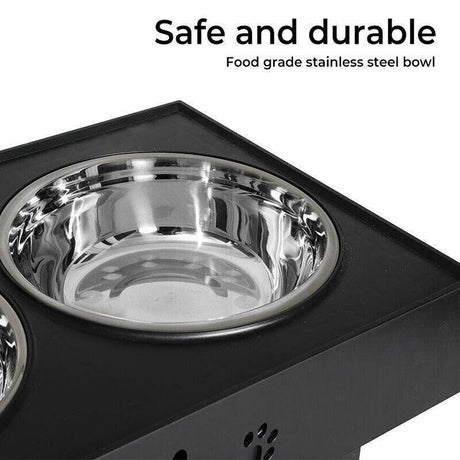 Adjustable Elevated Pet Feeder with Double Bowls for Food and Water