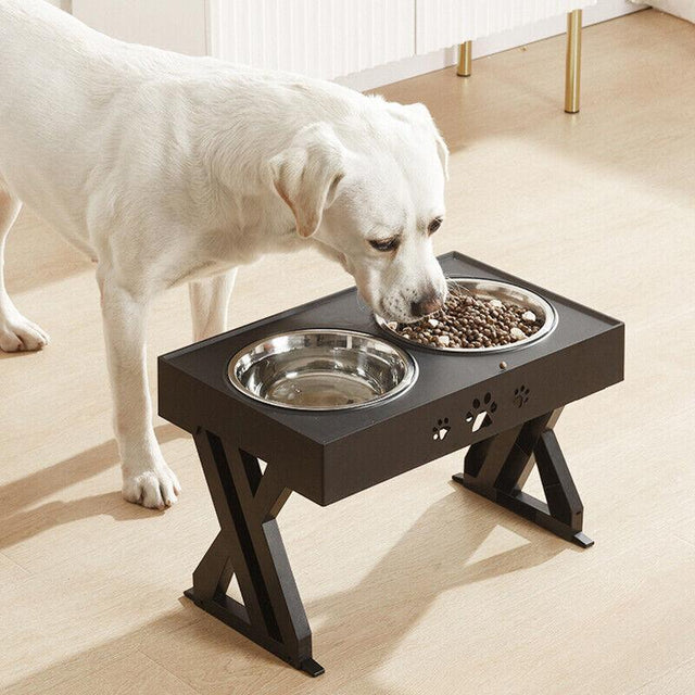 Adjustable Elevated Pet Feeder with Double Bowls for Food and Water