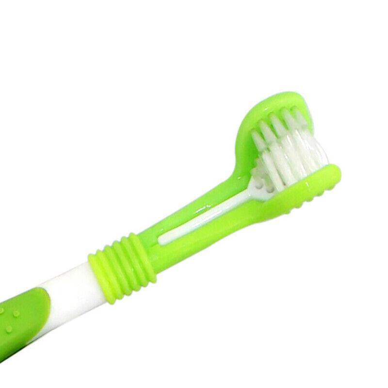 Multi-angle cat toothbrush with three-sided brush head