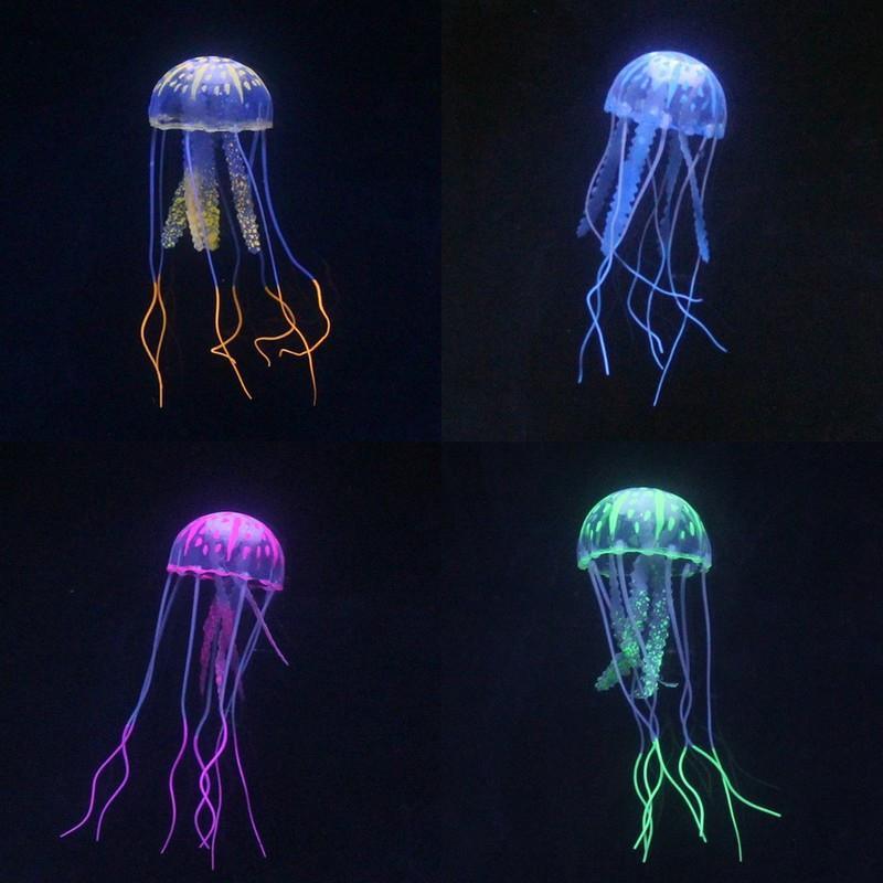 Glowing Jellyfish Ornament For Fish Tank 4 Colours