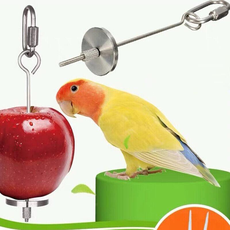 Stainless Steel Bird Parrot Cage Food Skewer Holder 14.5/23cm