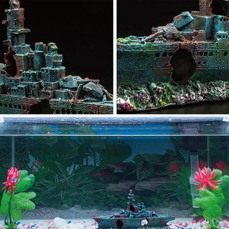 Fish Tank Resin Sunken Ship Decoration 23*5*11cm