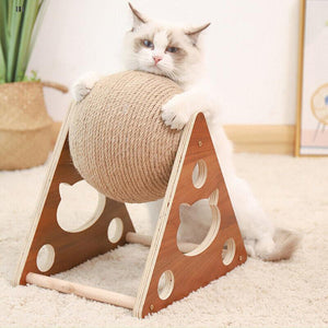 High-quality cat scratching post with natural sisal ball