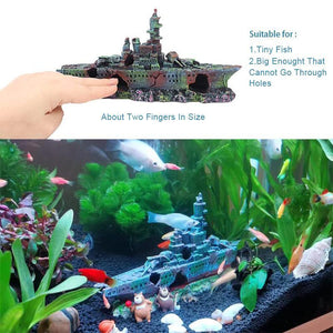 Fish Tank Resin Sunken Ship Decoration 23*5*11cm