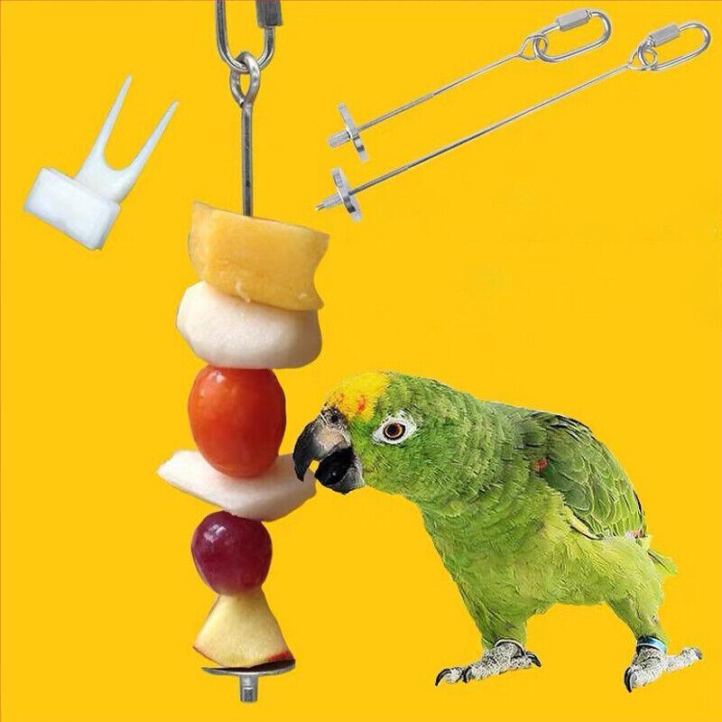 Stainless Steel Bird Parrot Cage Food Skewer Holder 14.5/23cm