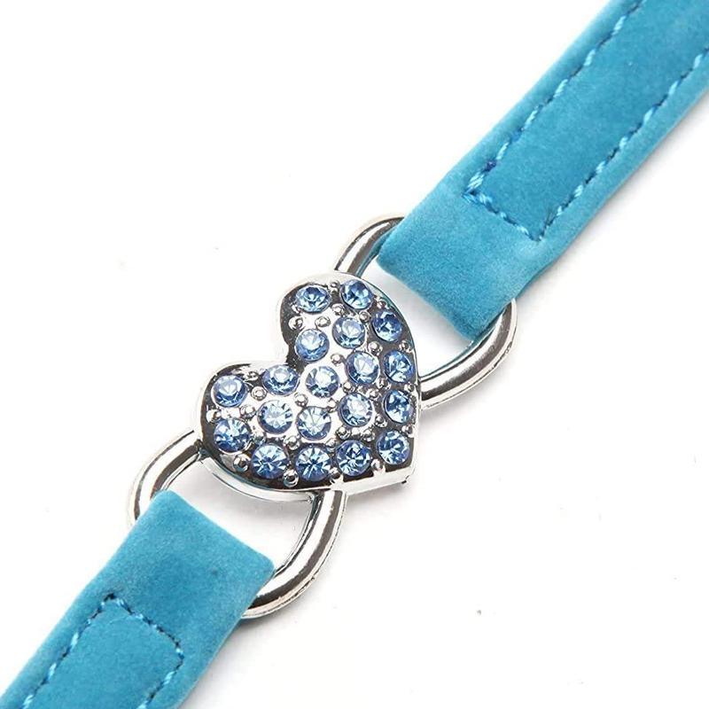 Designer Pet Collars For Dogs and Cats With Heart Crystal  6 Colours