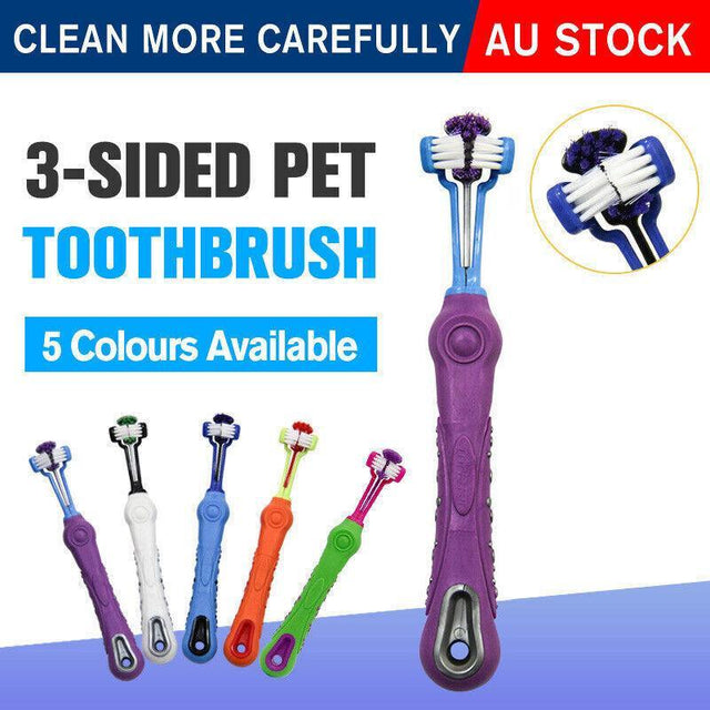 3-Sided Pet Toothbrush for the best dog dental care and plaque removal