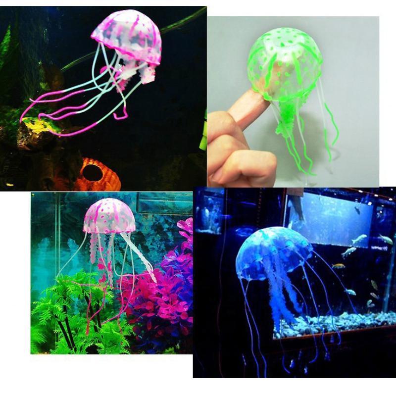 Glowing Jellyfish Ornament For Fish Tank 4 Colours