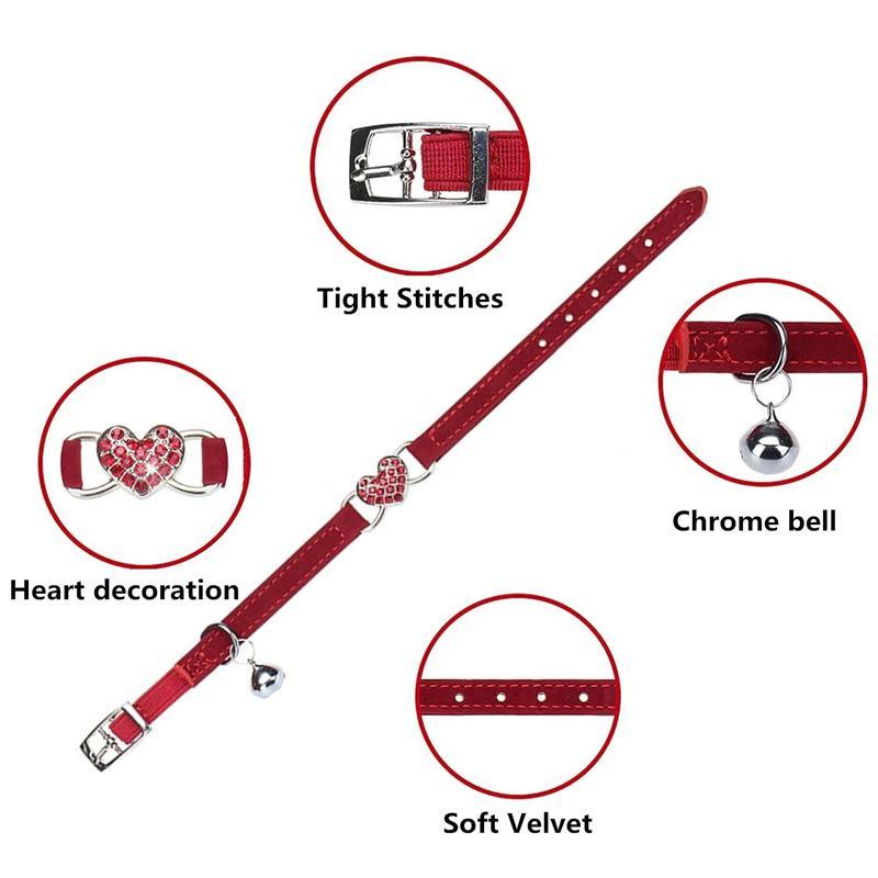 Designer Pet Collars For Dogs and Cats With Heart Crystal  6 Colours