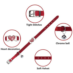 Designer Pet Collars For Dogs and Cats With Heart Crystal  6 Colours