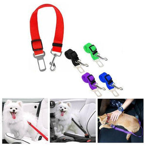 Adjustable dog seat belt with universal clip for secure and comfortable car rides