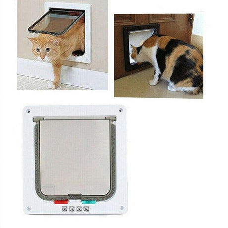 High-quality 4-way lockable cat door with brushy flap