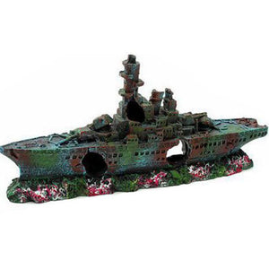 Fish Tank Resin Sunken Ship Decoration 23*5*11cm