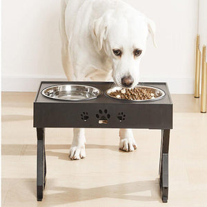 Adjustable Elevated Pet Feeder with Double Bowls for Food and Water