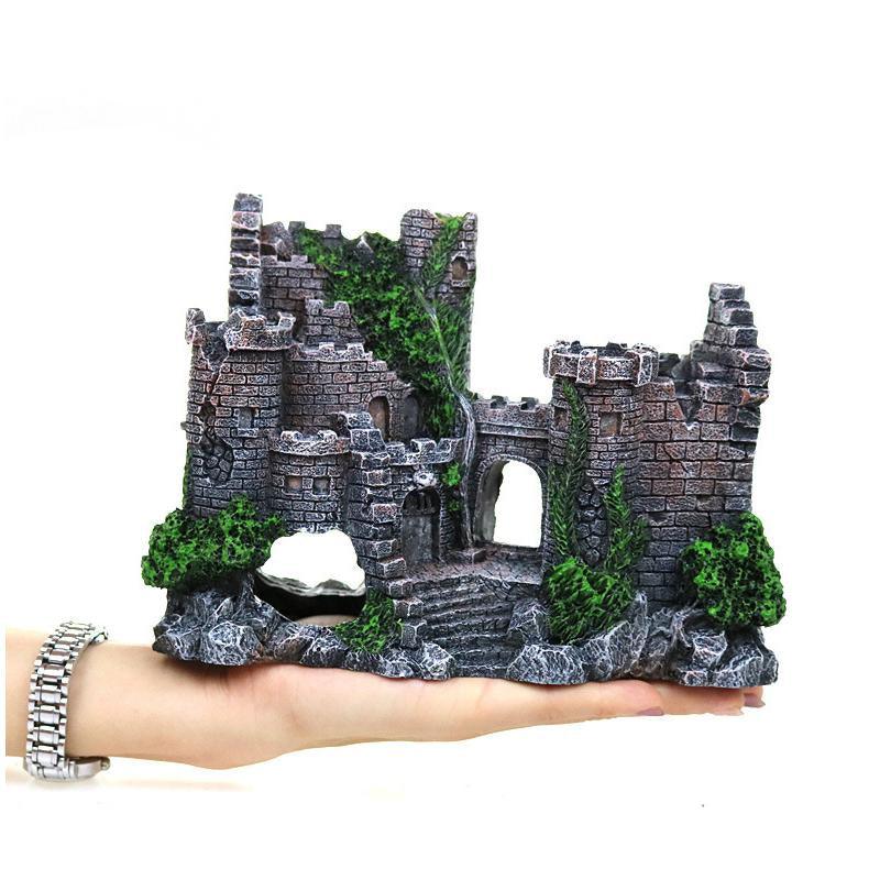 Aquarium Rocks Ancient Castle Tower Aquarium Ornament 17*6*13cm