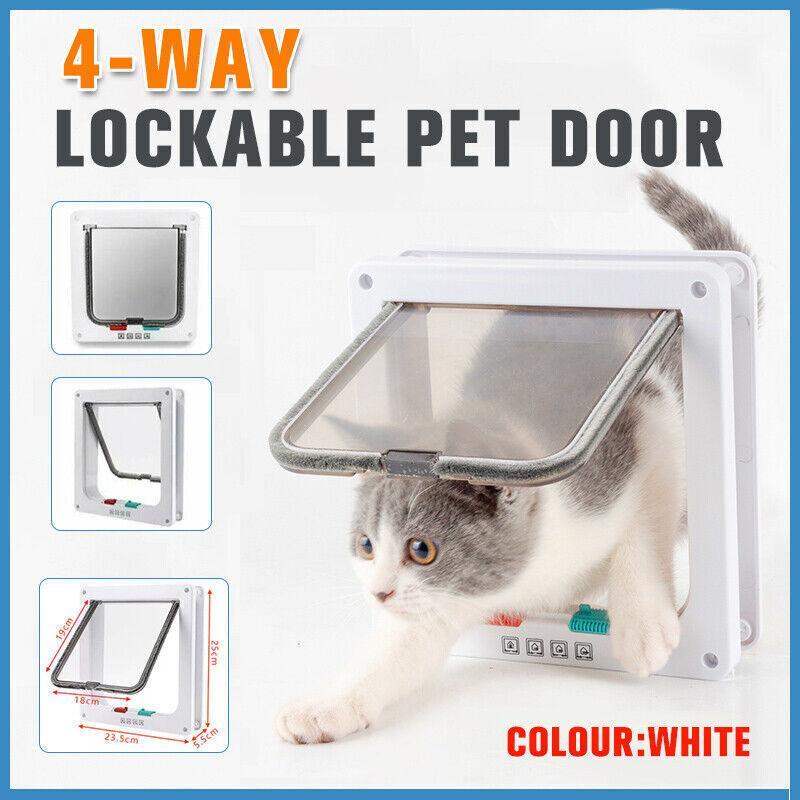 High-quality 4-way lockable cat door with brushy flap