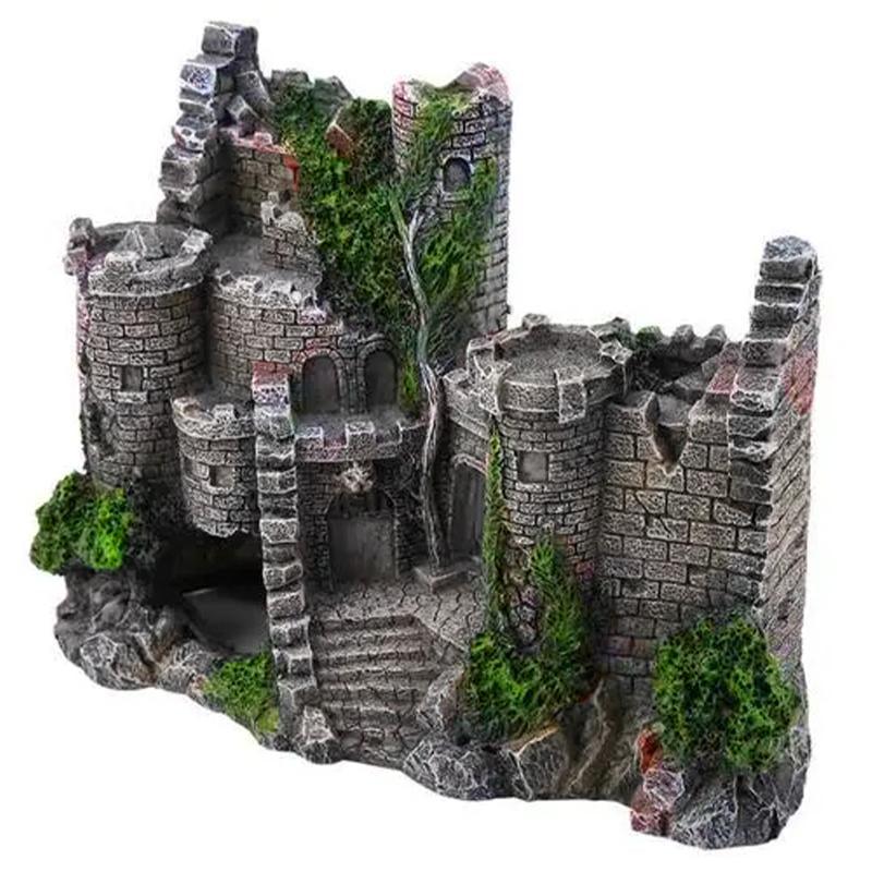 Aquarium Rocks Ancient Castle Tower Aquarium Ornament 17*6*13cm