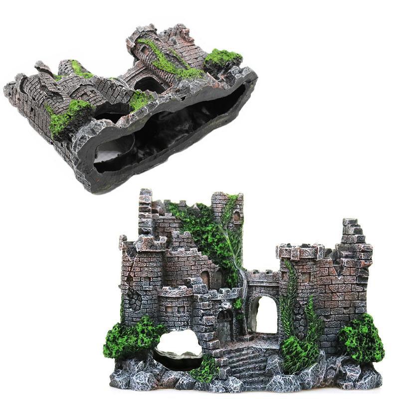 Aquarium Rocks Ancient Castle Tower Aquarium Ornament 17*6*13cm