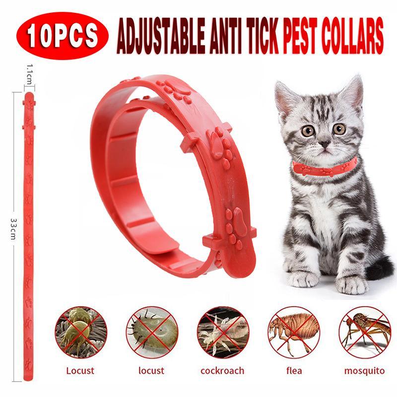 10PCS Adjustable Anti-Tick Cat Flea Collars