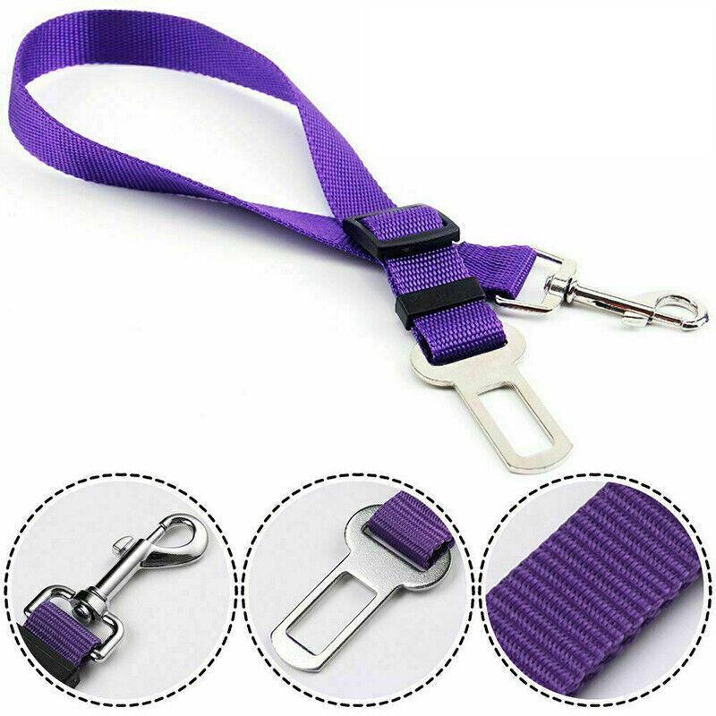 Adjustable dog seat belt with universal clip for secure and comfortable car rides