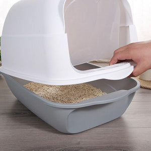 Spacious and Durable Large Cat Litter Box with Scoop and Tray