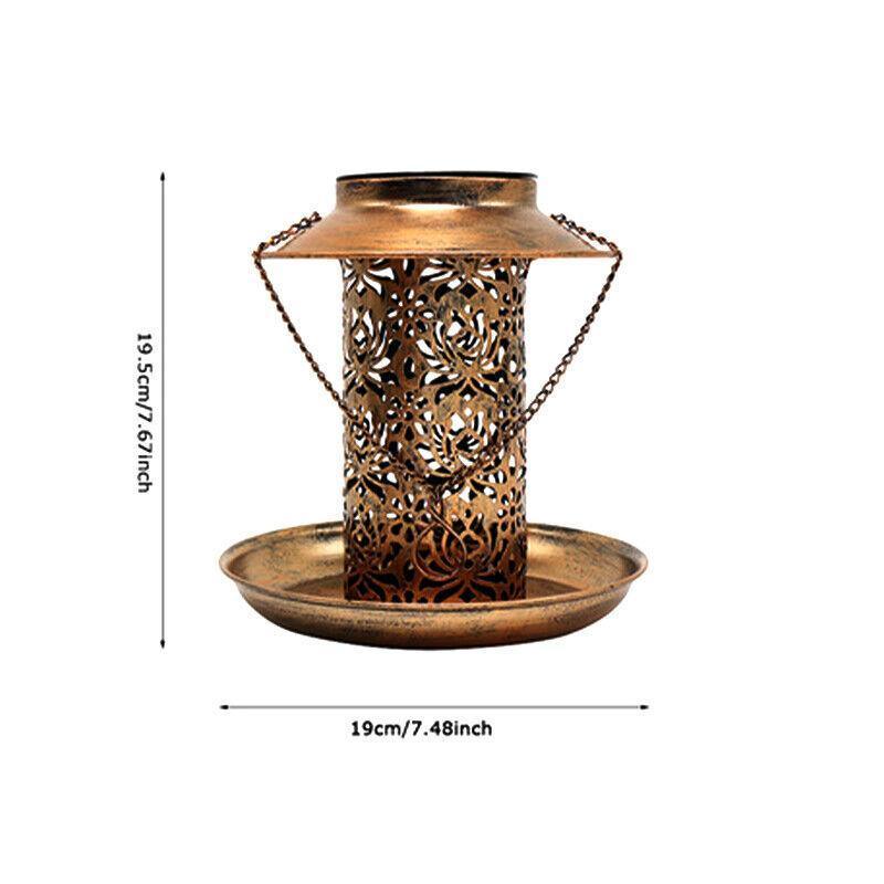 Solar Powered Hanging Bird Feeder with Light for Outdoor Garden