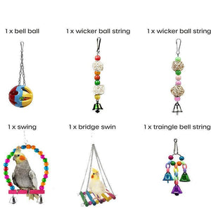 10PCS Bird Toys Cockatiel Cage Toy Set