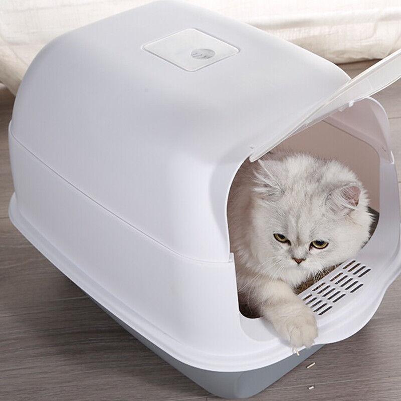 Spacious and Durable Large Cat Litter Box with Scoop and Tray 