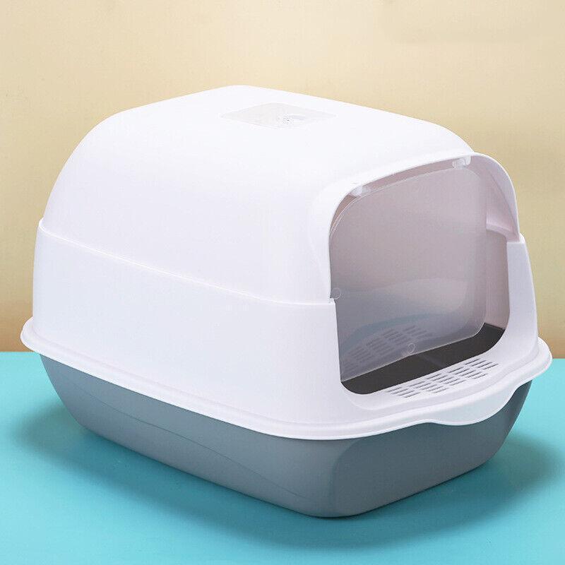 Spacious and Durable Large Cat Litter Box with Scoop and Tray