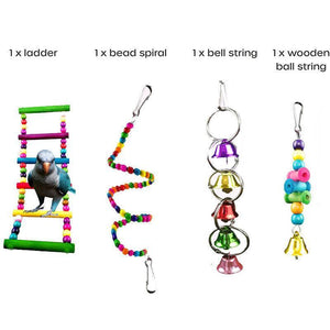 10PCS Bird Toys Cockatiel Cage Toy Set