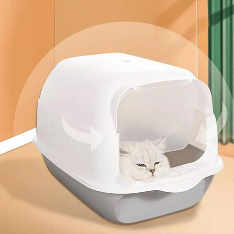 Spacious and Durable Large Cat Litter Box with Scoop and Tray