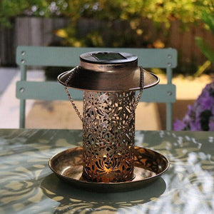 Solar Powered Hanging Bird Feeder with Light for Outdoor Garden