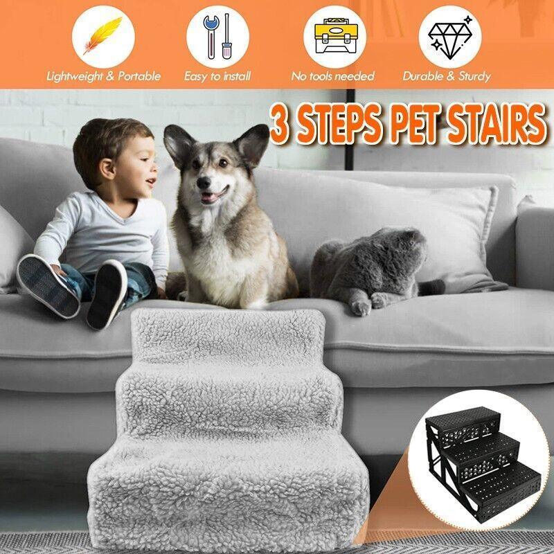 Durable and Portable 3-Step Pet Stairs for Cats and Dogs