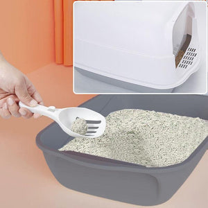 Spacious and Durable Large Cat Litter Box with Scoop and Tray