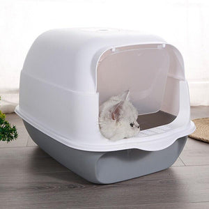 Spacious and Durable Large Cat Litter Box with Scoop and Tray