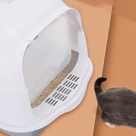 Spacious and Durable Large Cat Litter Box with Scoop and Tray